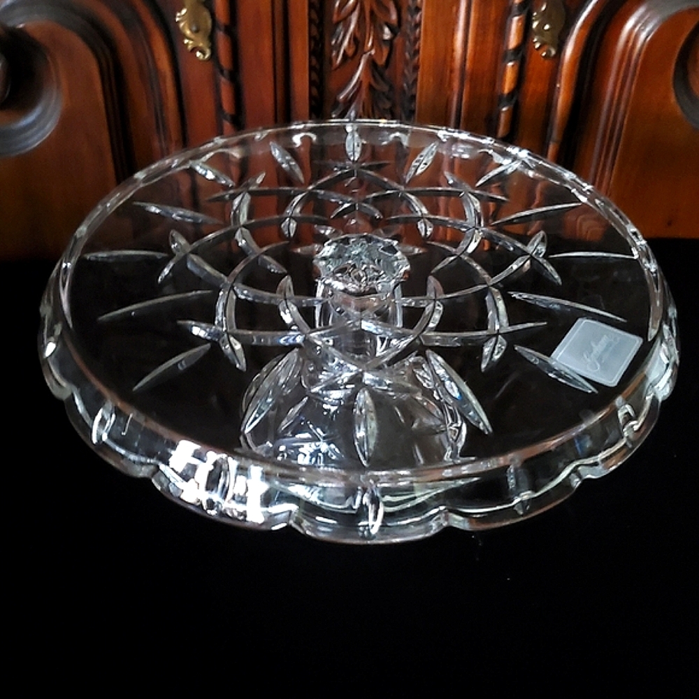 Gorham✨️ 24% Lead Crystal 🎂 Lady Anne Round Cake Stand Unused